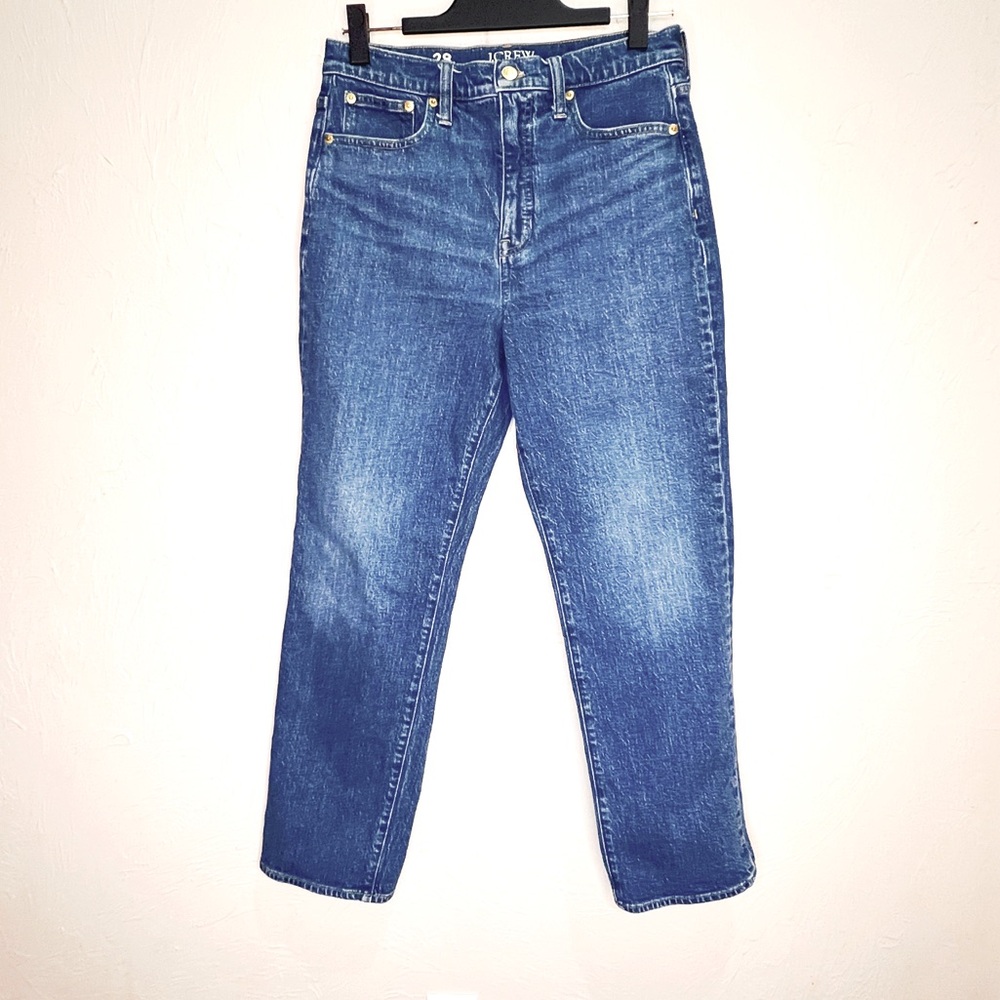 J Crew Classic Straight Leg Jeans Womens 28 Medium Wash Hi Waist Ankle Mom Pants